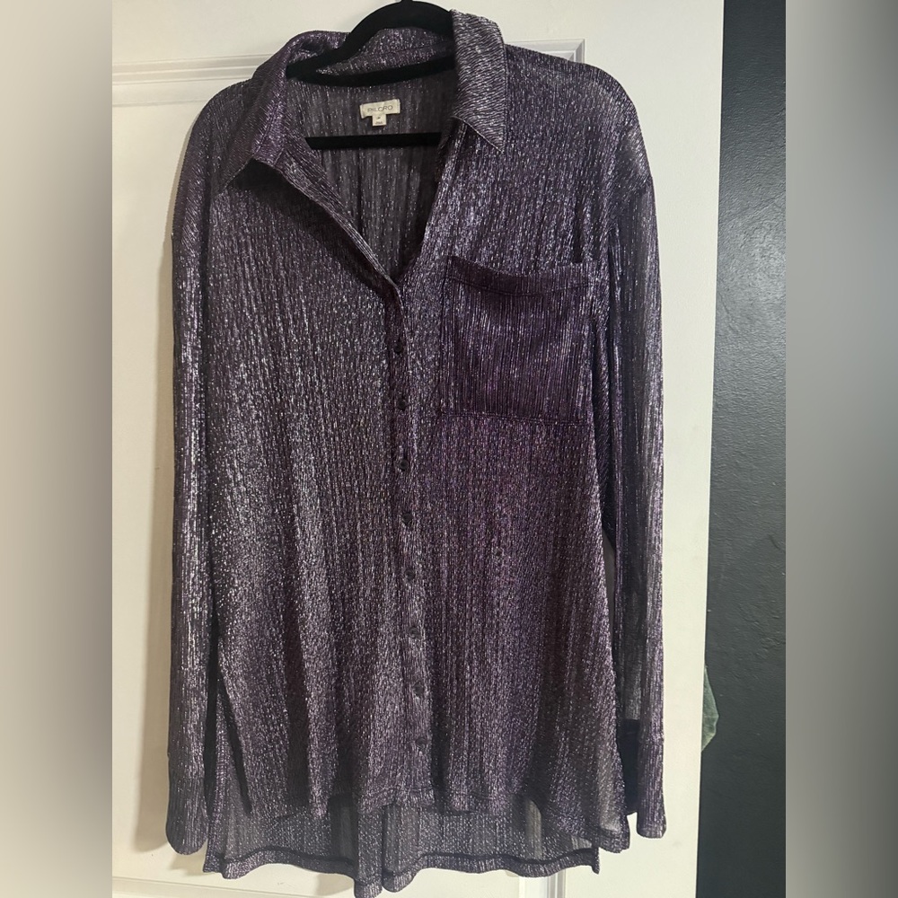 Pilcro Anthropologie Metallic purple Women's Top - Picture 4 of 7